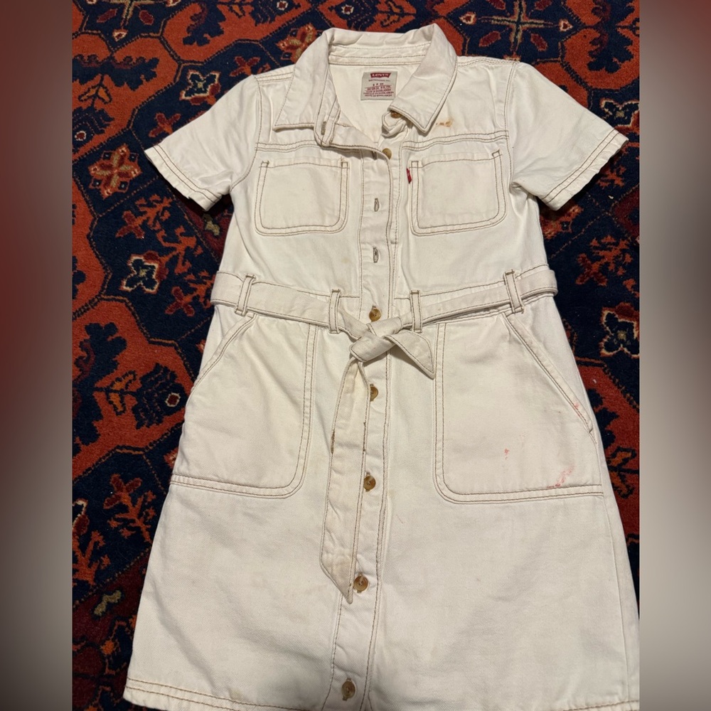 Stylish White Kids Dress with Belt